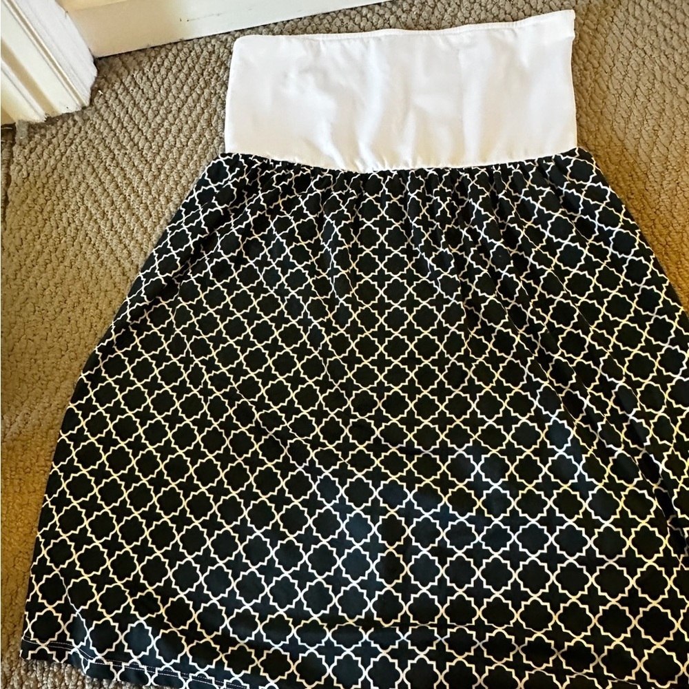 Black & White Patterned coverup with White Waistband